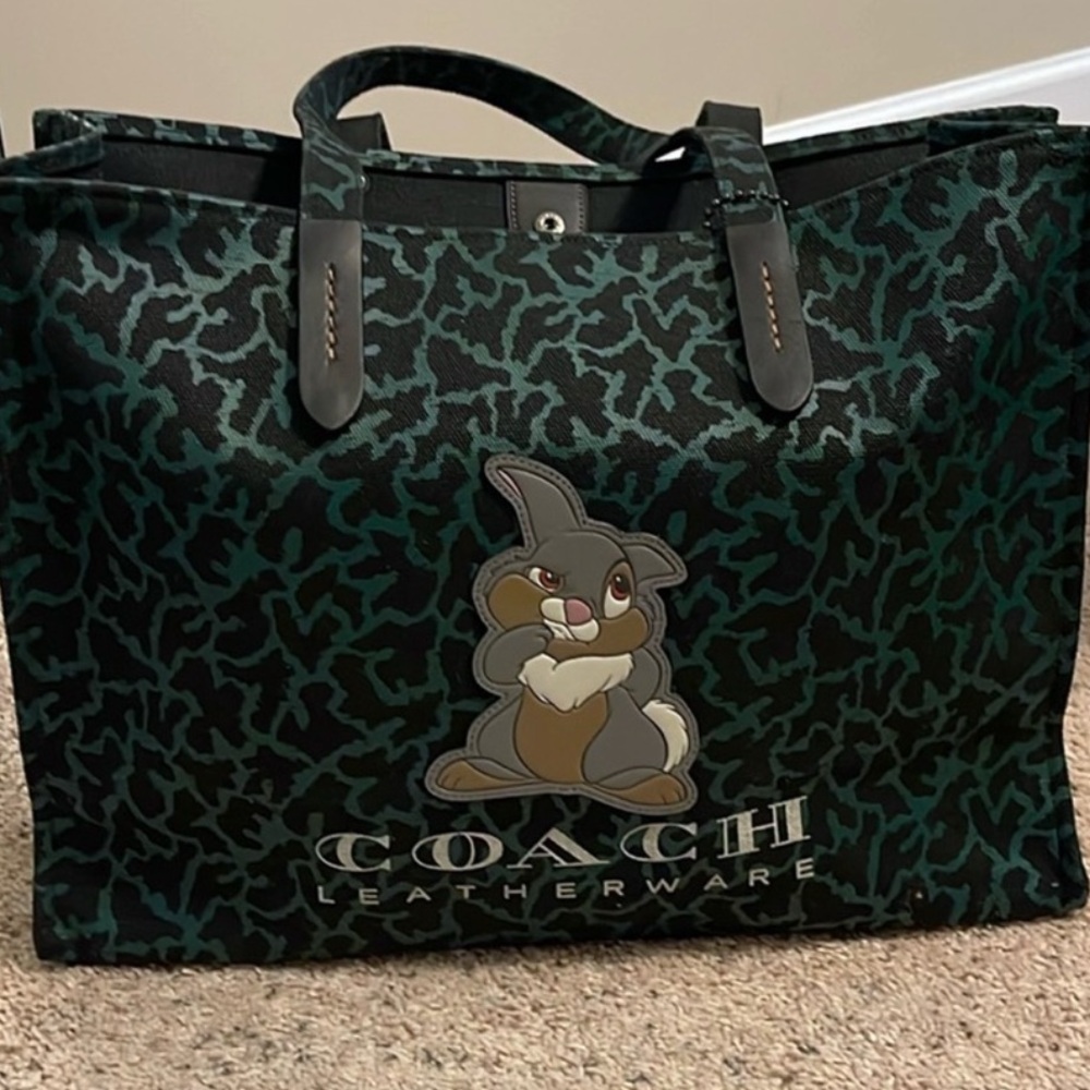 Coach Disney Thumper Coach Large Tote Green Black Handbag NWOT - Picture 5 of 6